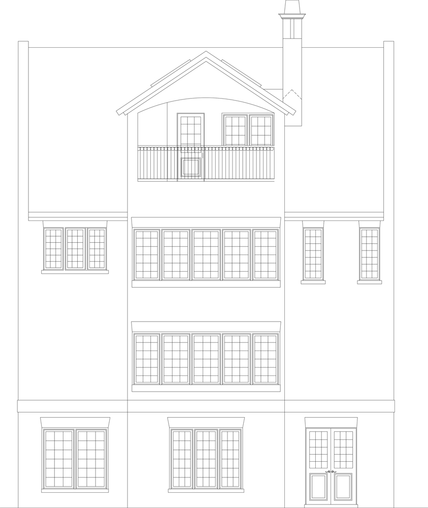 Home Plan Rear Elevation of this 3-Bedroom,3219 Sq Ft Plan -106-1303