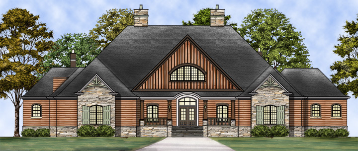 Front View of this 3-Bedroom, 5194 Sq Ft Plan - 106-1304