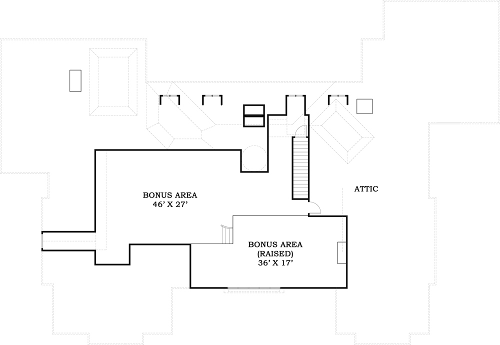 Floor Plan Bonus Room of European Plan #106-1304