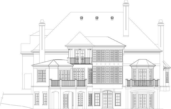 Home Plan Rear Elevation of this 3-Bedroom,3660 Sq Ft Plan -106-1306