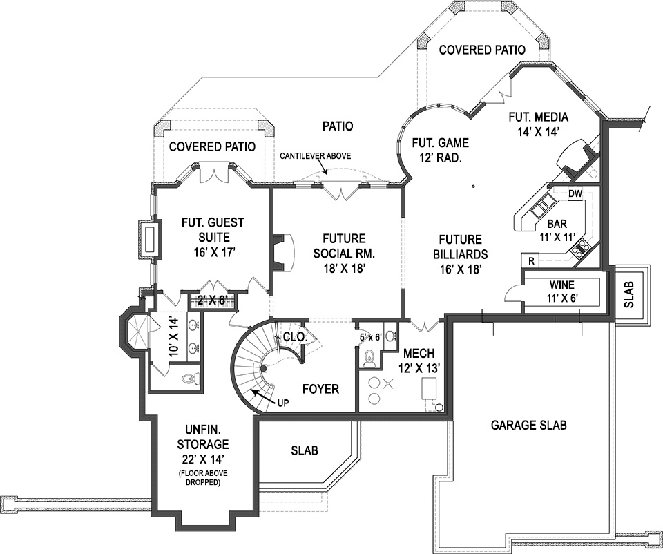 Floor Plan Basement of Traditional Plan #106-1306