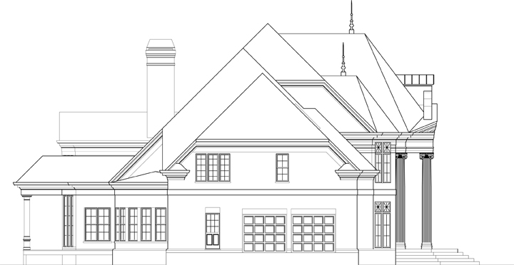 Home Plan Left Elevation of this 5-Bedroom,7503 Sq Ft Plan -106-1307