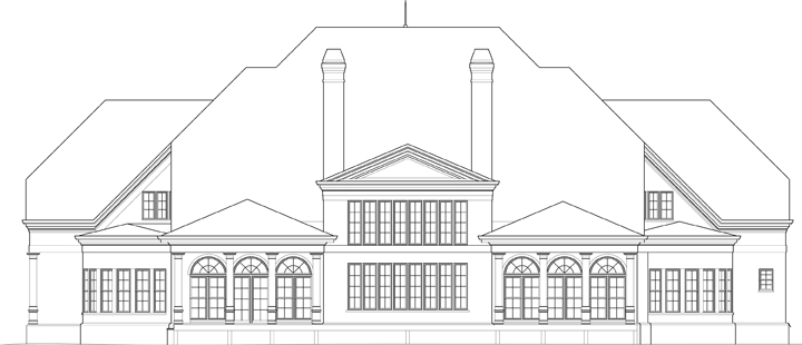 Home Plan Rear Elevation of this 5-Bedroom,7503 Sq Ft Plan -106-1307