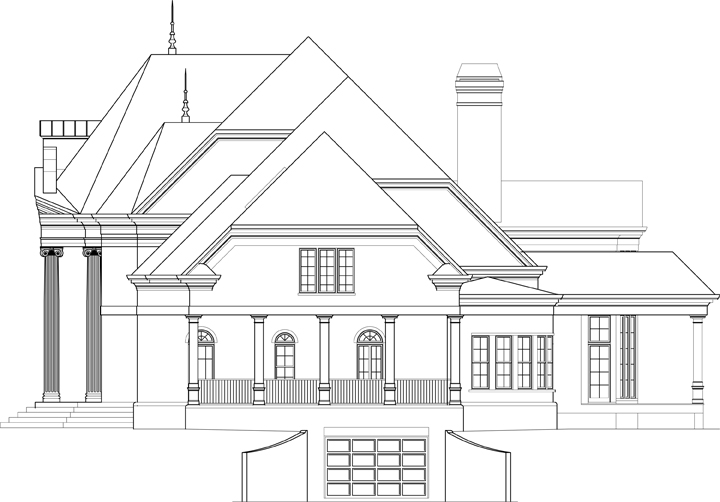Home Plan Right Elevation of this 5-Bedroom,7503 Sq Ft Plan -106-1307