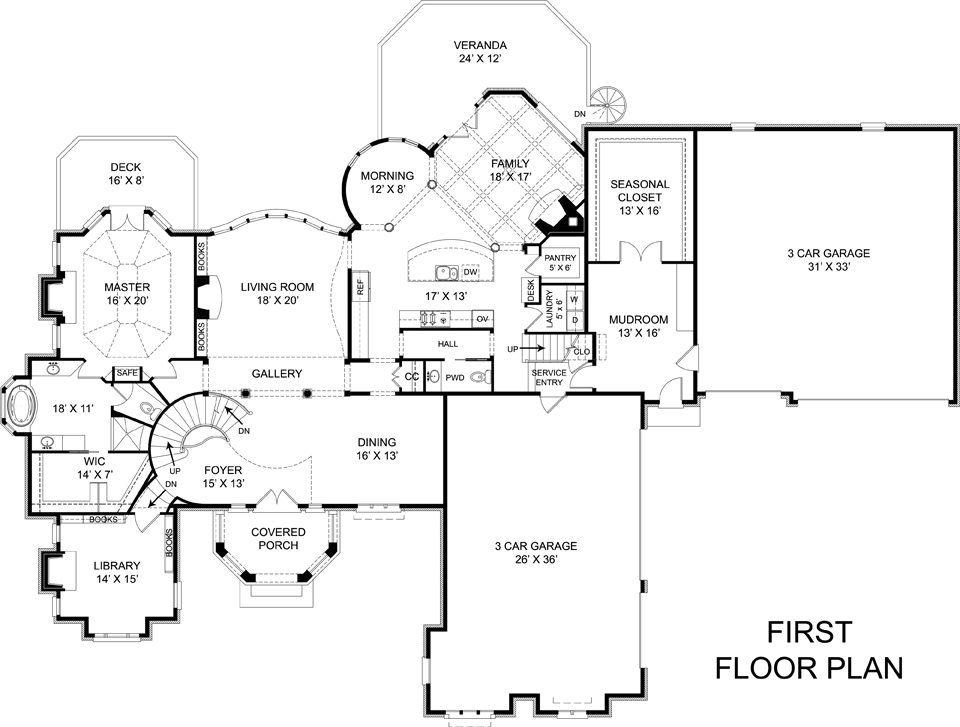 Floor Plan First Story of European Plan #106-1308