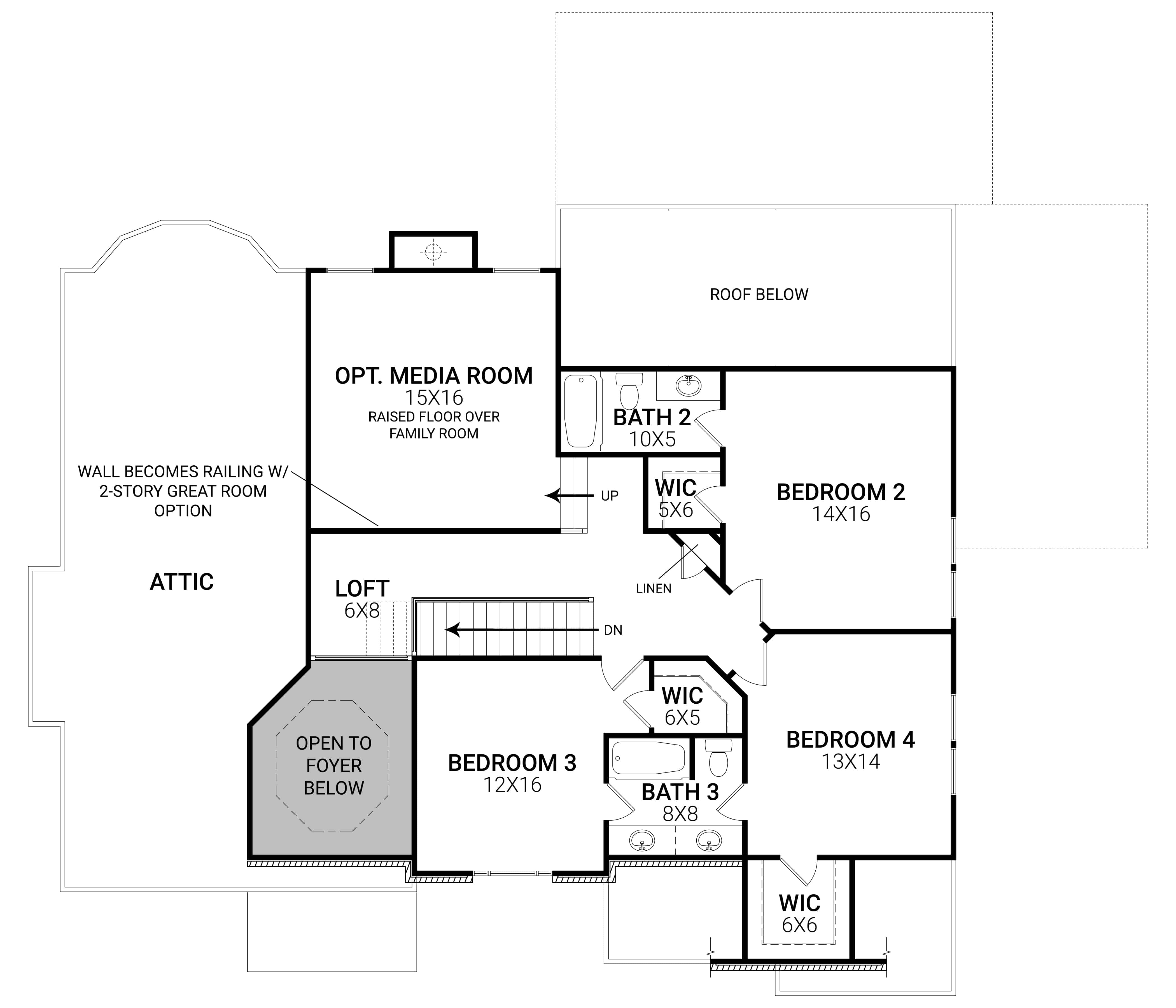 Floor Plan Second Story of Country Plan #106-1309
