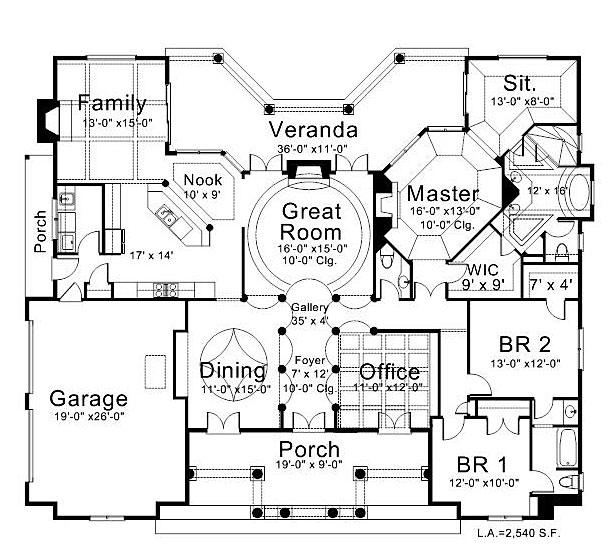 Floor Plan First Story of European Plan #106-1310