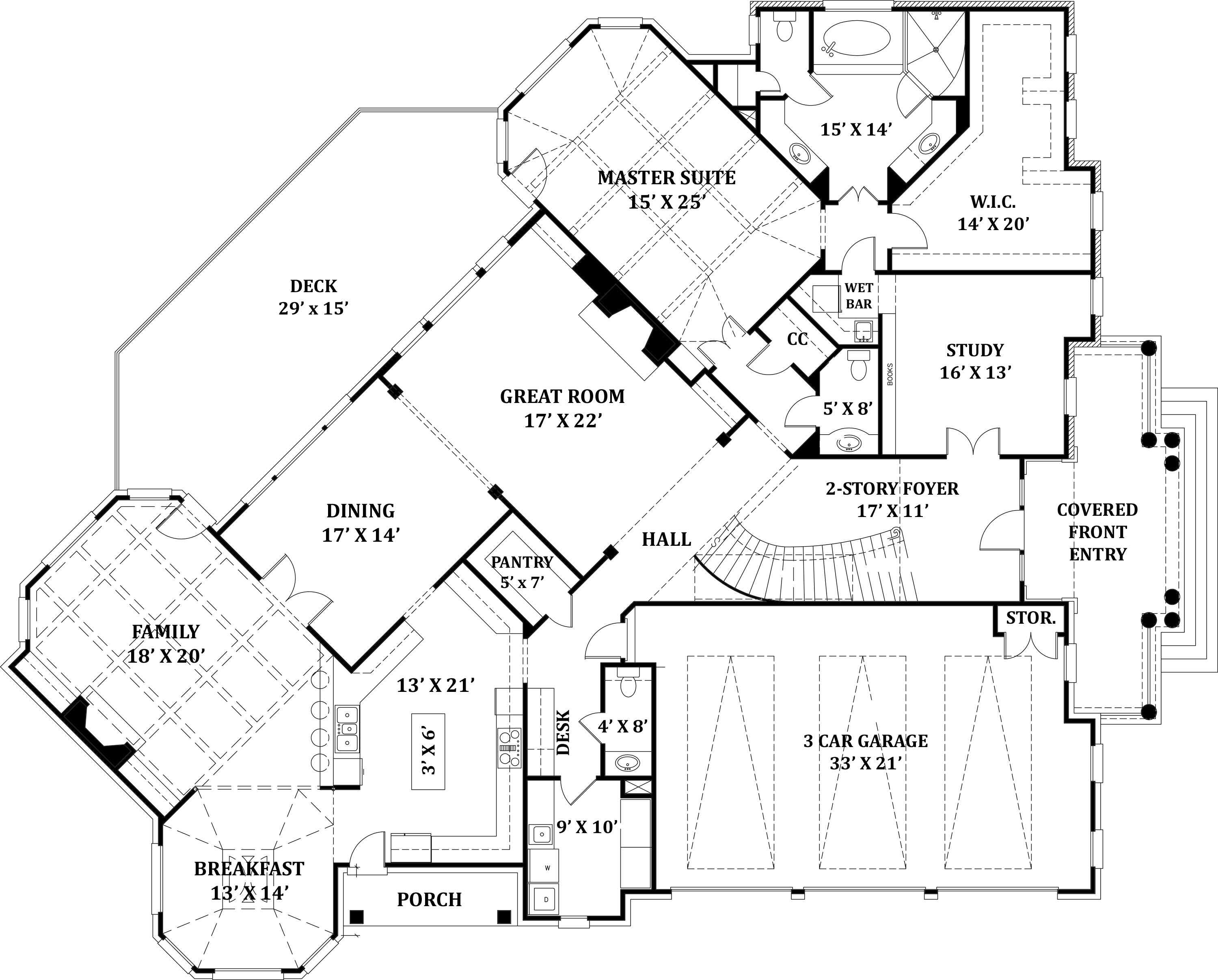Floor Plan First Story of Colonial Plan #106-1312