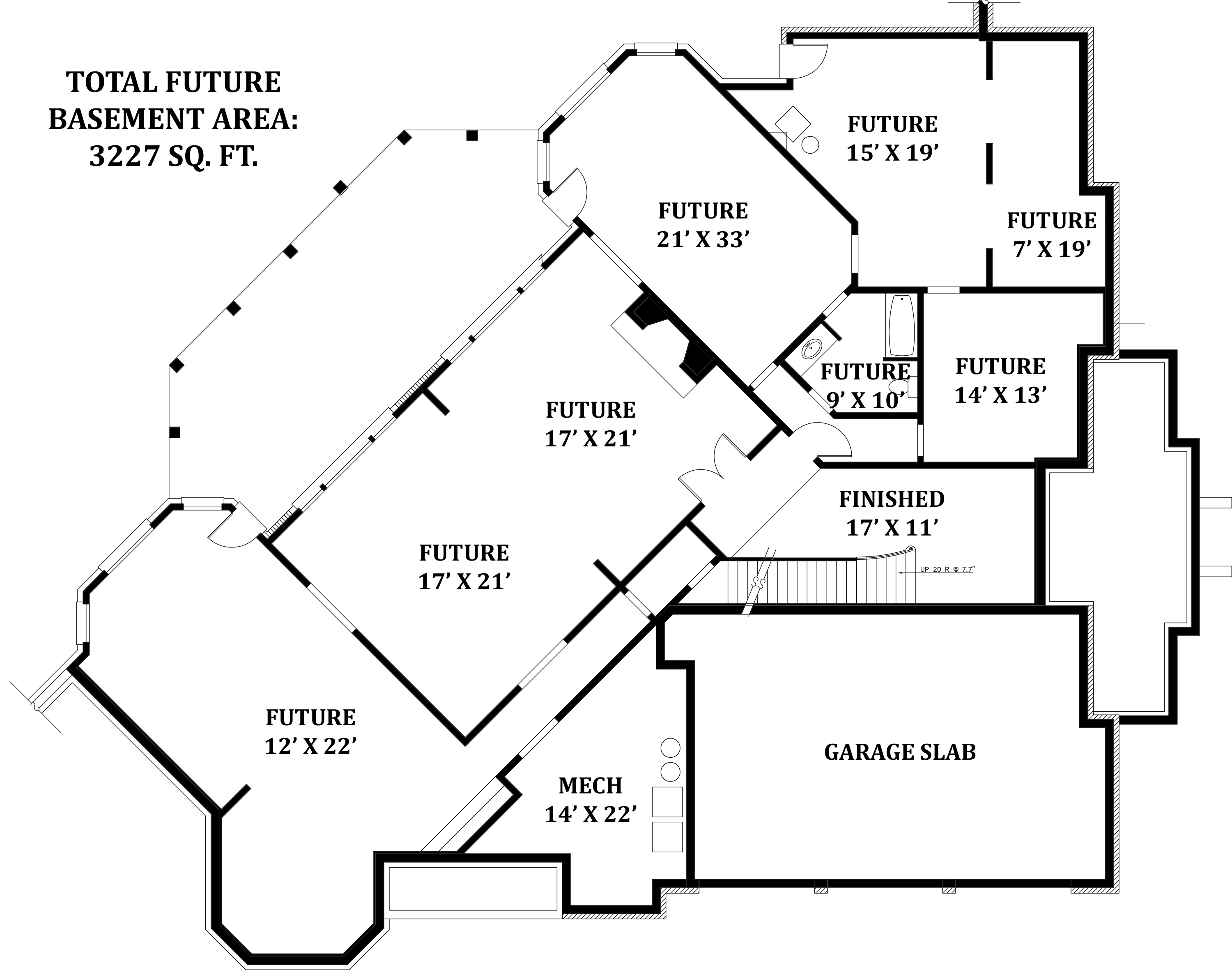 Floor Plan Basement of Colonial Plan #106-1312