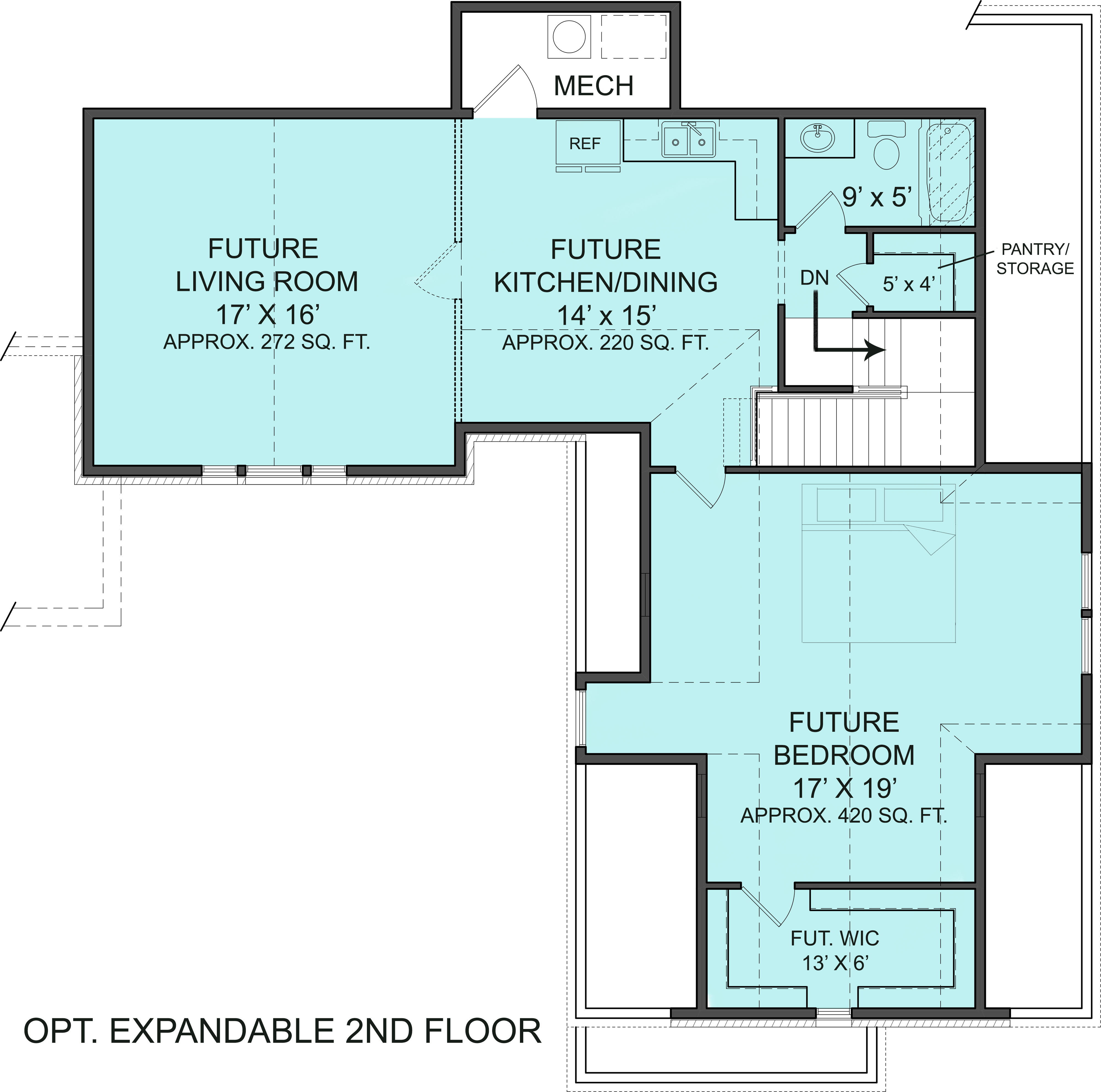 Floor Plan Second Story of Craftsman Plan #106-1313
