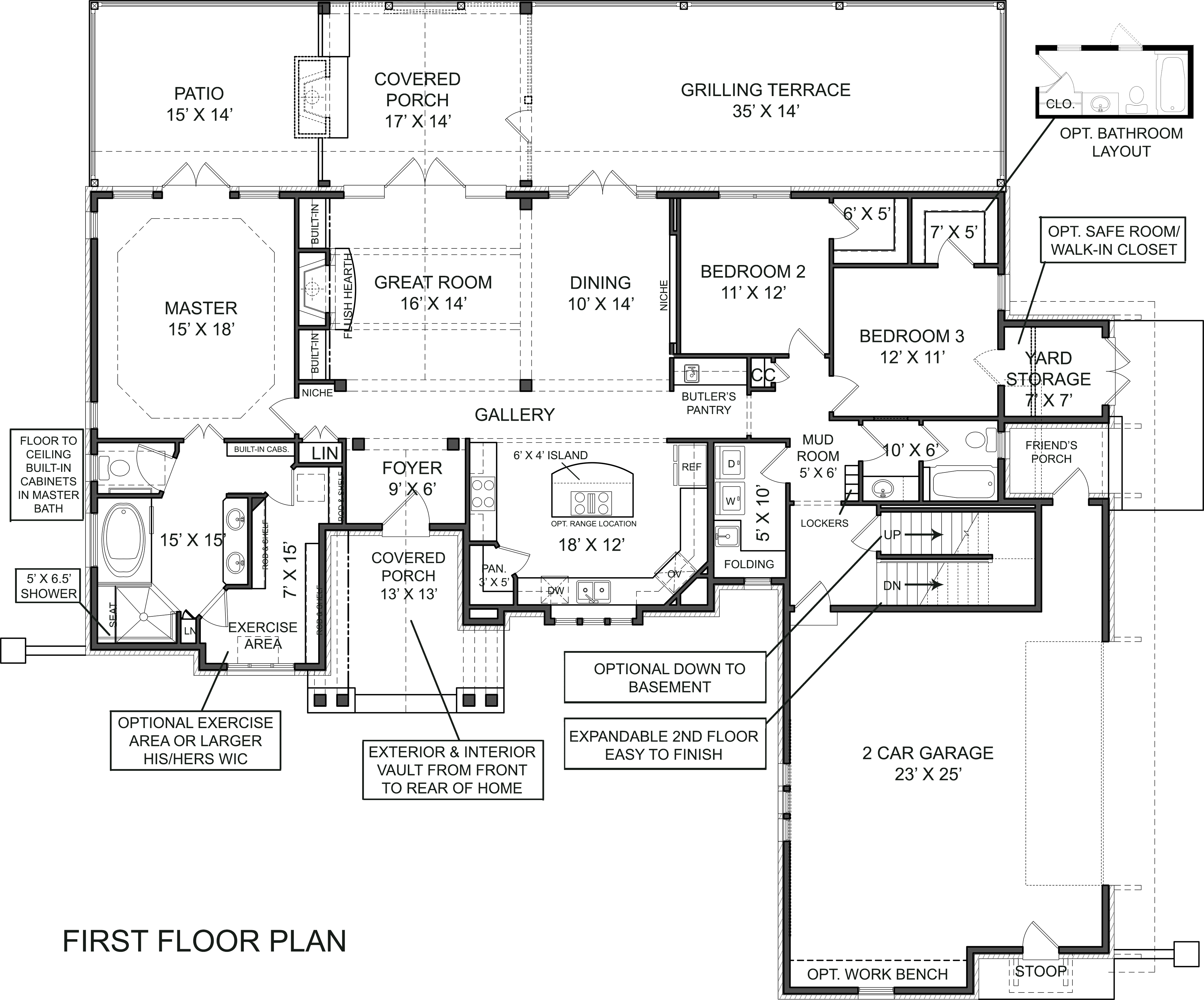 Floor Plan First Story of Craftsman Plan #106-1313