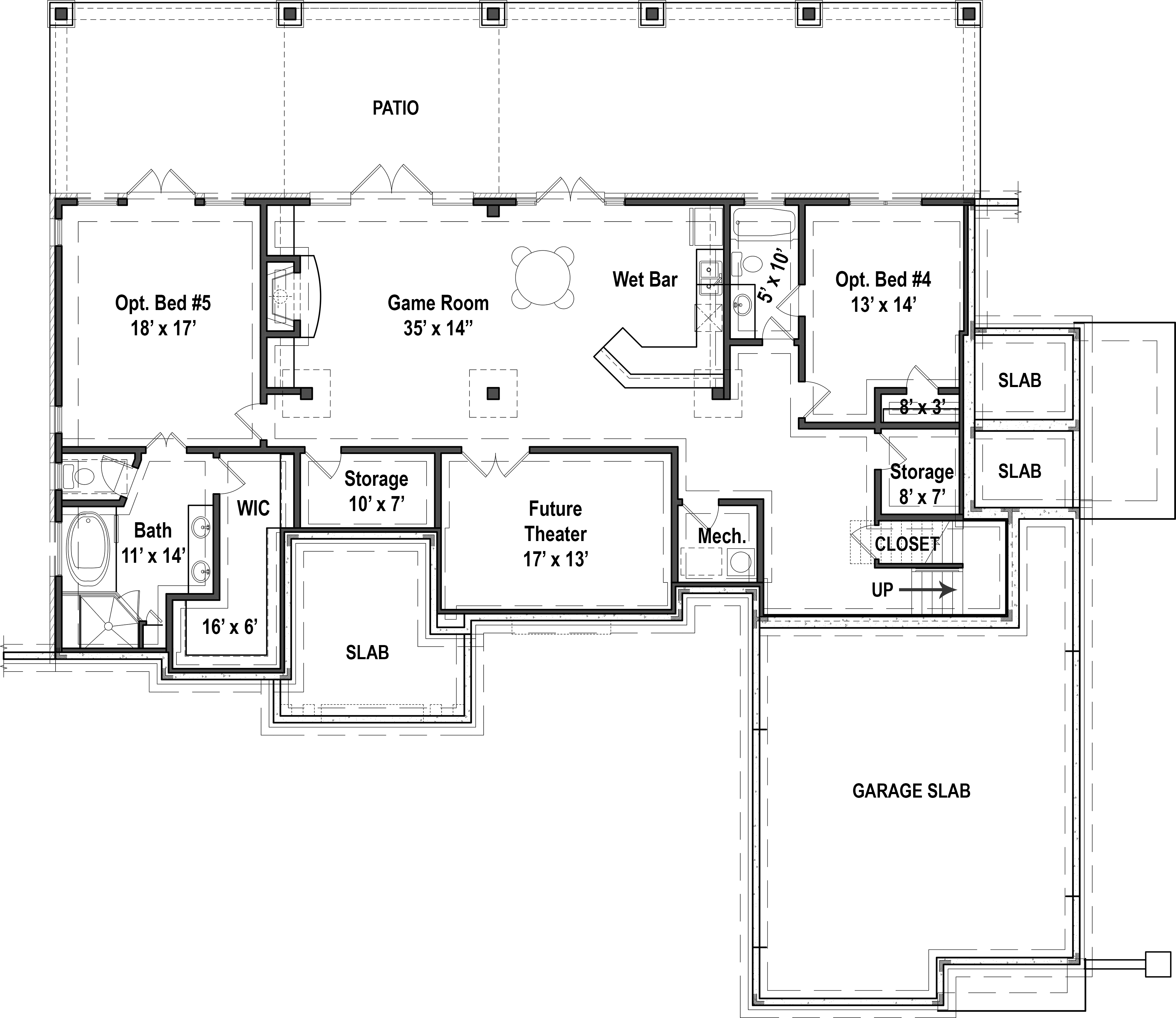 Floor Plan Basement of Craftsman Plan #106-1313