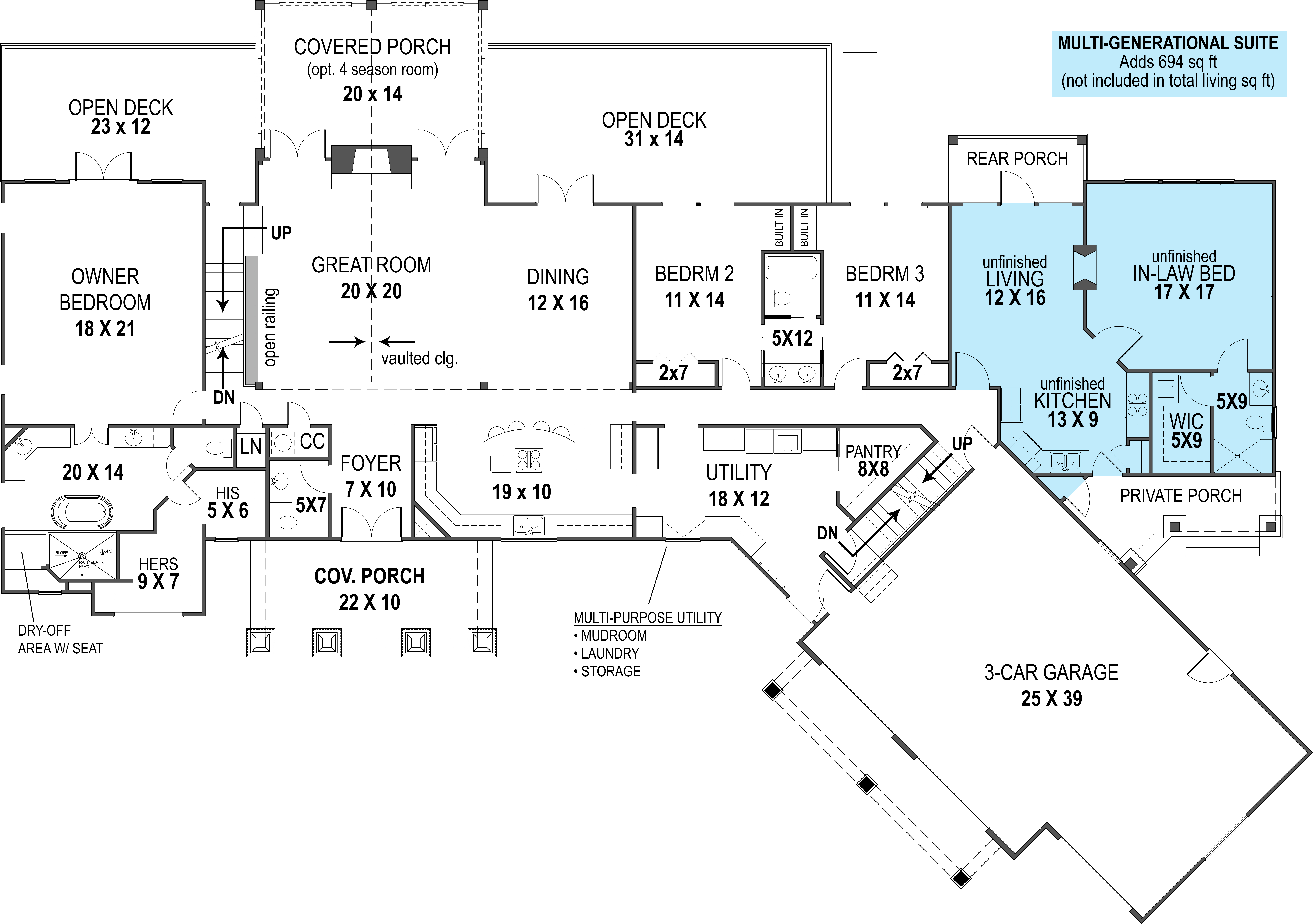 Floor Plan First Story of Luxury Plan #106-1315