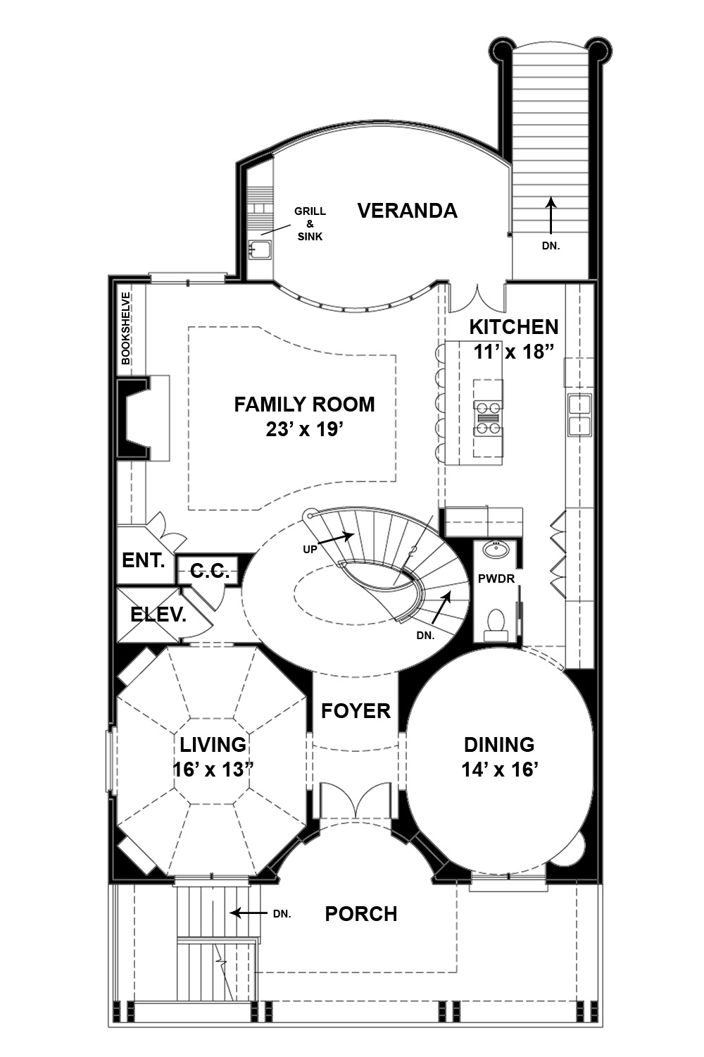 Floor Plan First Story of Luxury Plan #106-1316