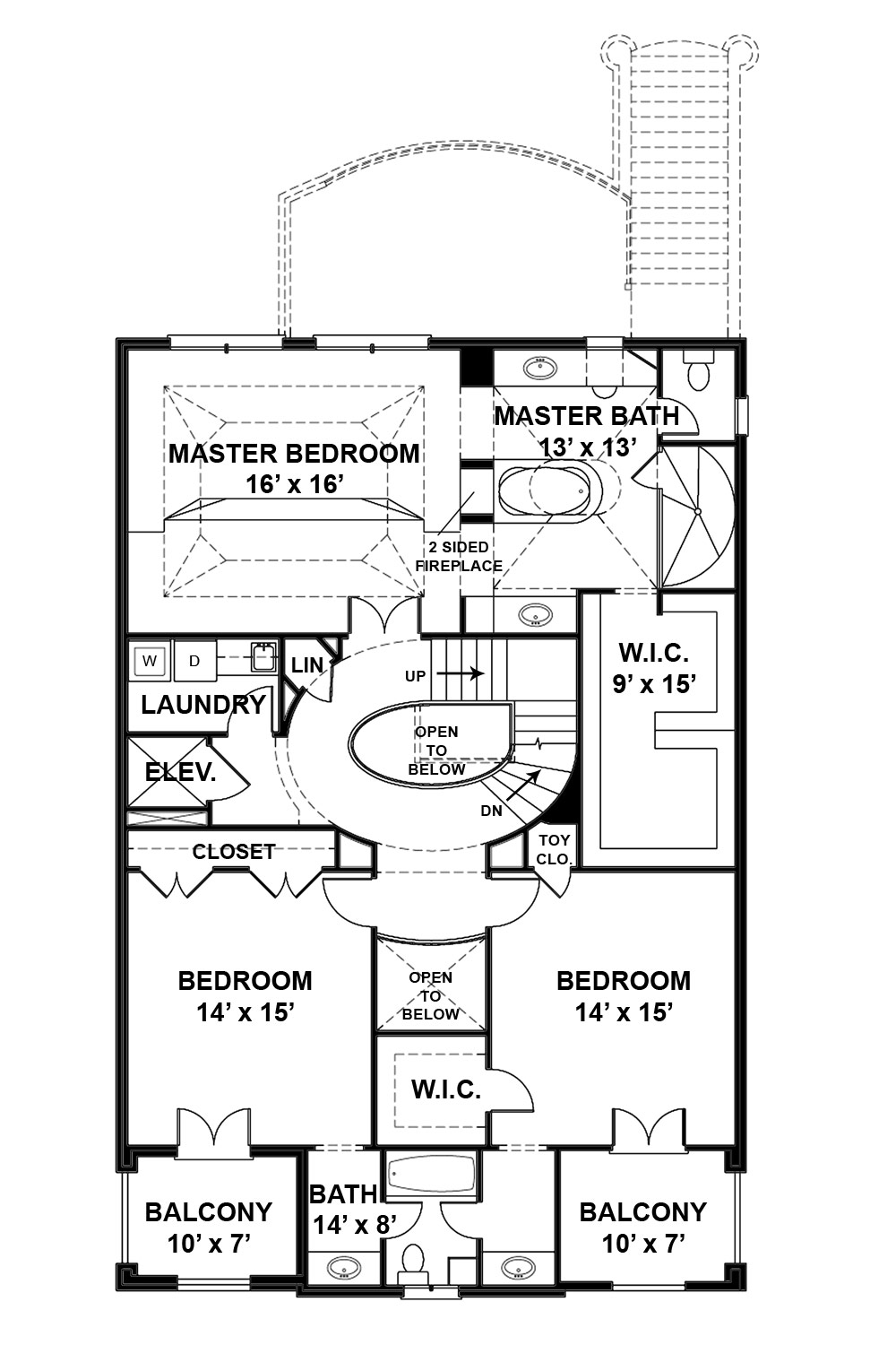 Floor Plan Second Story of Luxury Plan #106-1316