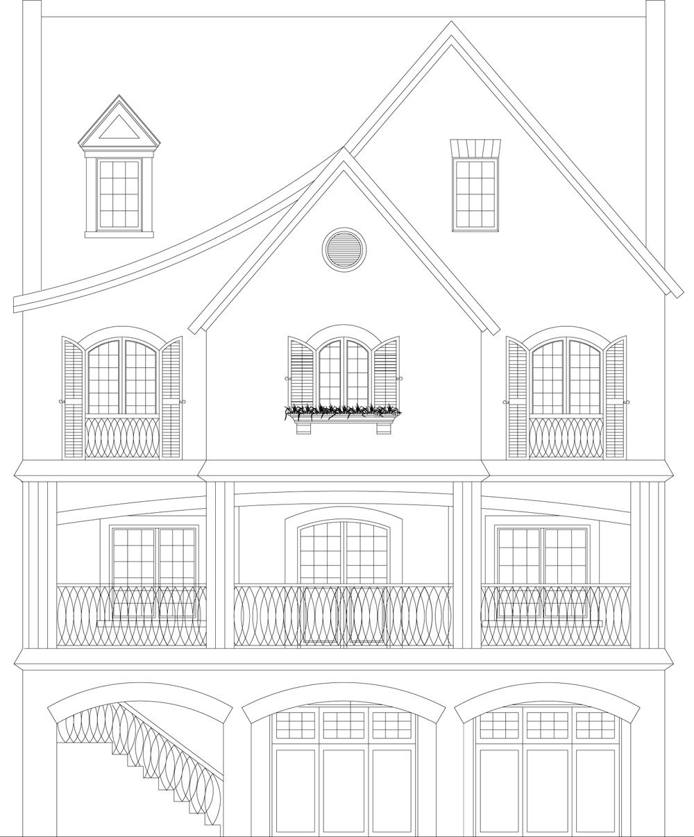 Home Plan Front Elevation of this 3-Bedroom,2847 Sq Ft Plan -106-1316