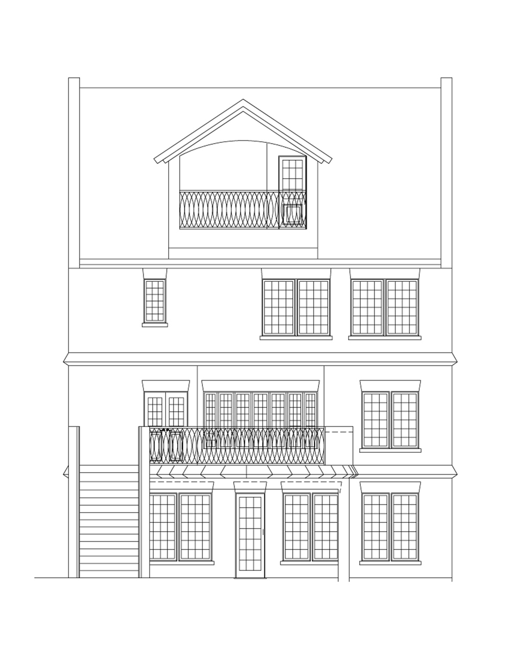 Home Plan Rear Elevation of this 3-Bedroom,2847 Sq Ft Plan -106-1316