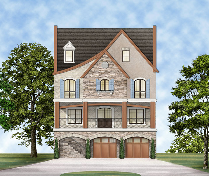 Front elevation of Luxury home (ThePlanCollection: House Plan #106-1316)