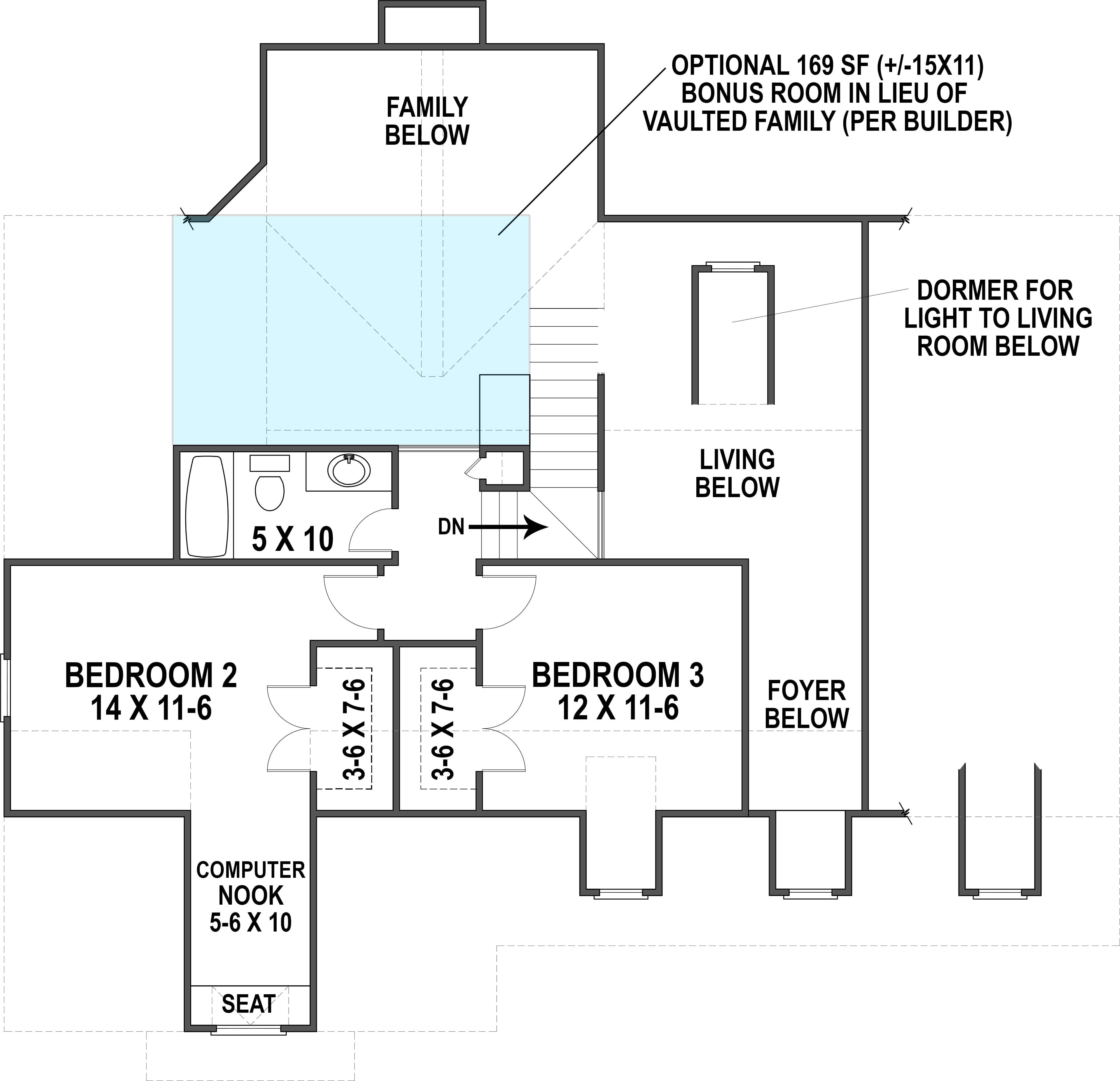 Floor Plan Second Story of Traditional Plan #106-1320