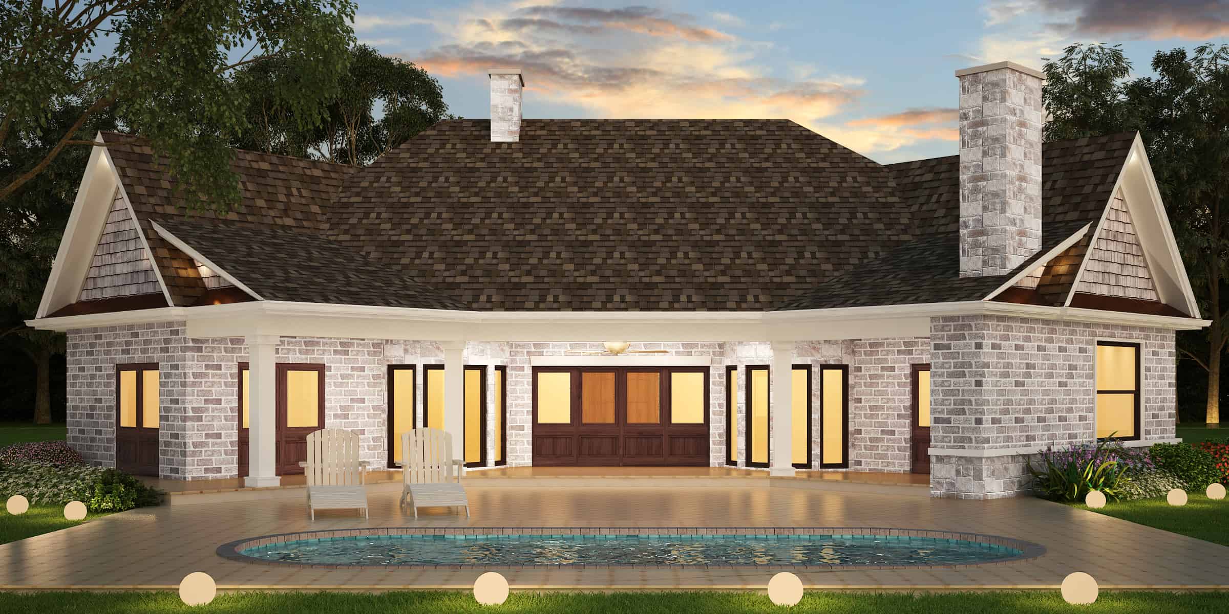 Rear View of this 3-Bedroom, 2474 Sq Ft Plan - 106-1321