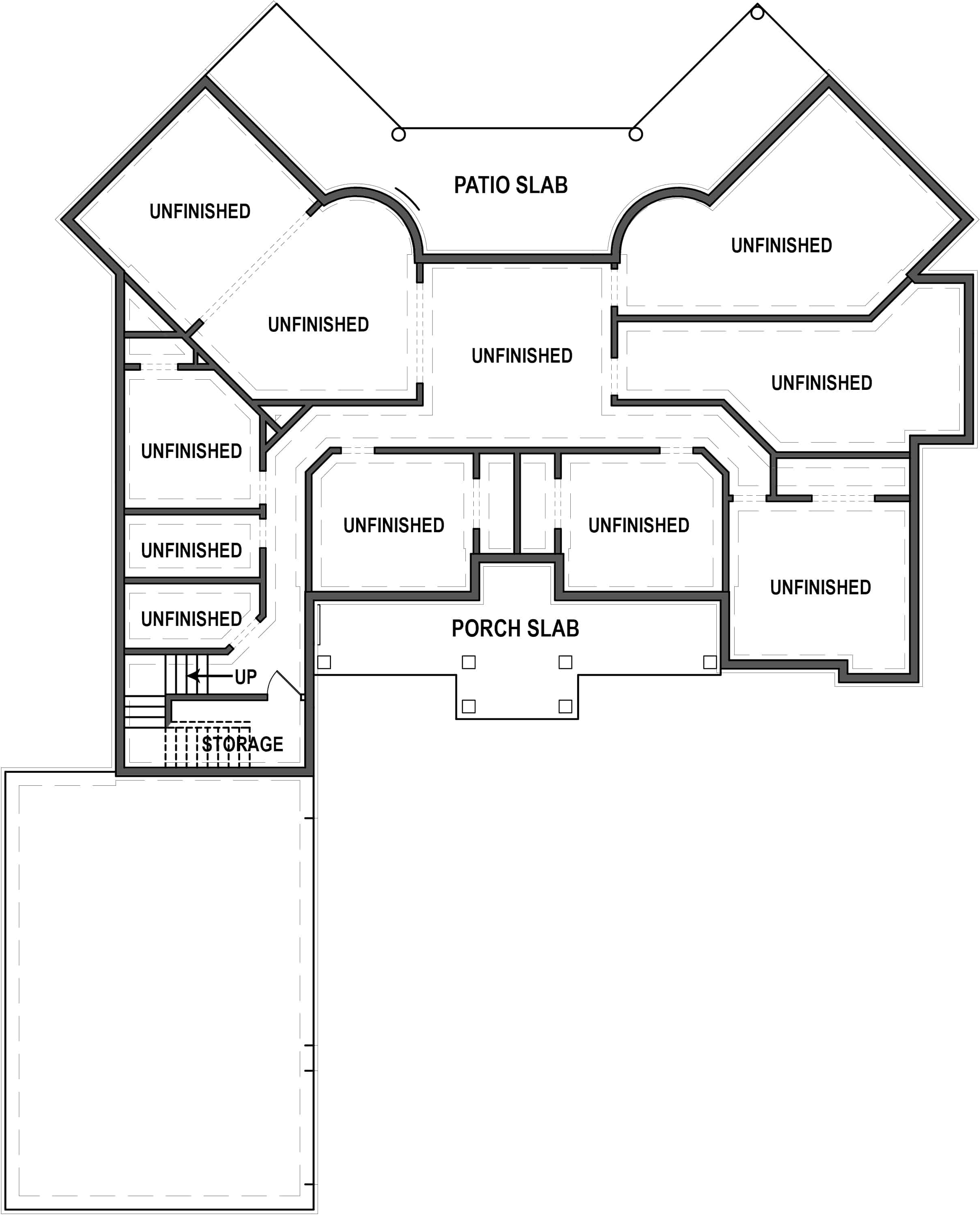 Floor Plan Basement of Ranch Plan #106-1321