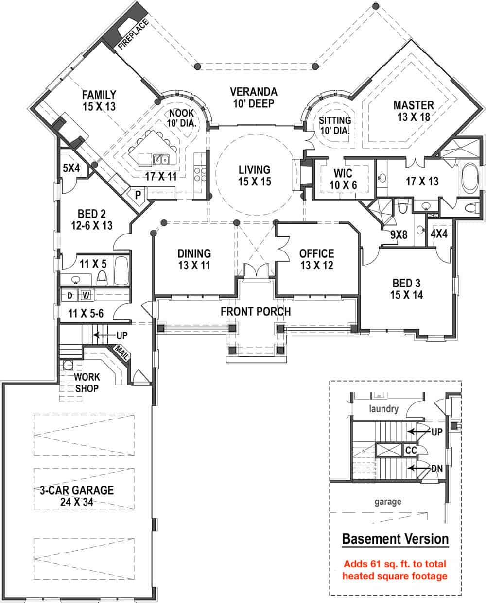 Main Level of Ranch Plan #106-1321