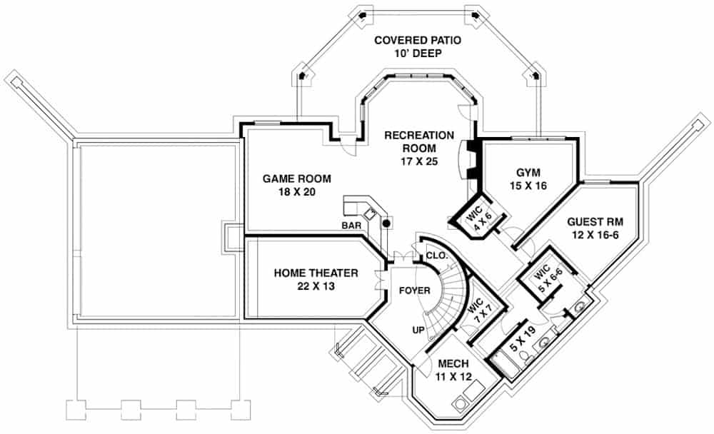 Floor Plan Basement of Luxury Plan #106-1323