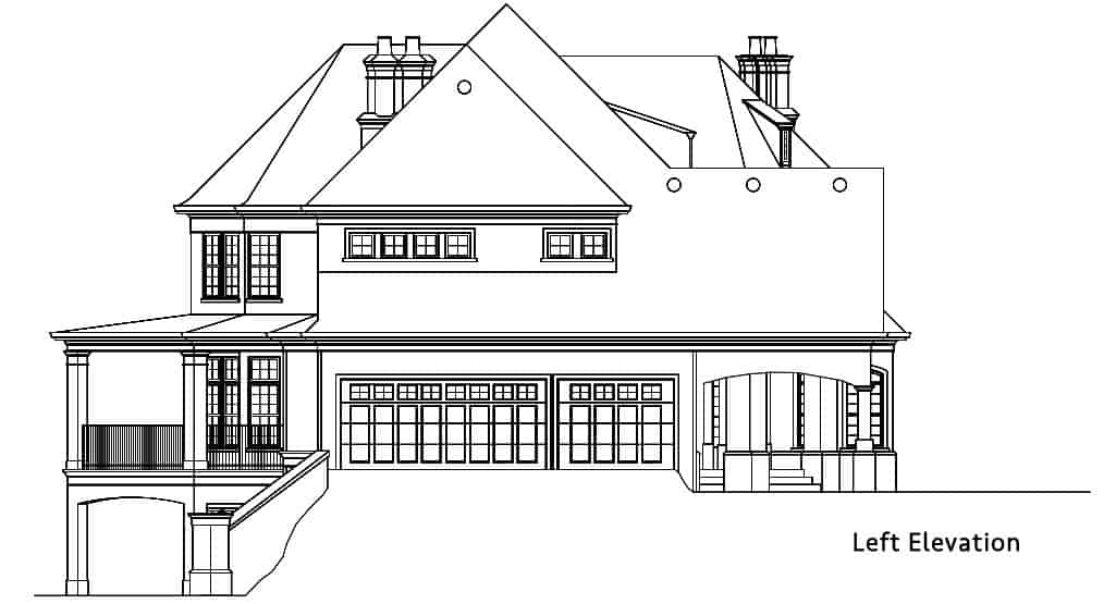 Home Plan Left Elevation of this 4-Bedroom,3125 Sq Ft Plan -106-1323