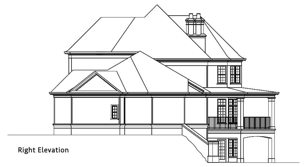 Home Plan Right Elevation of this 4-Bedroom,3125 Sq Ft Plan -106-1323