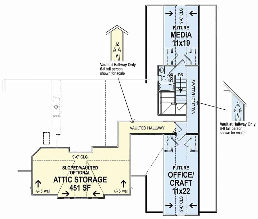 Floor Plan Upper Level of Craftsman Plan #106-1324