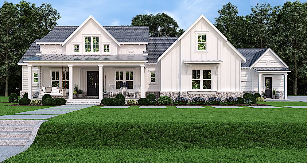 Transitional Farmhouse (ThePlanCollection: Plan #106-1324)