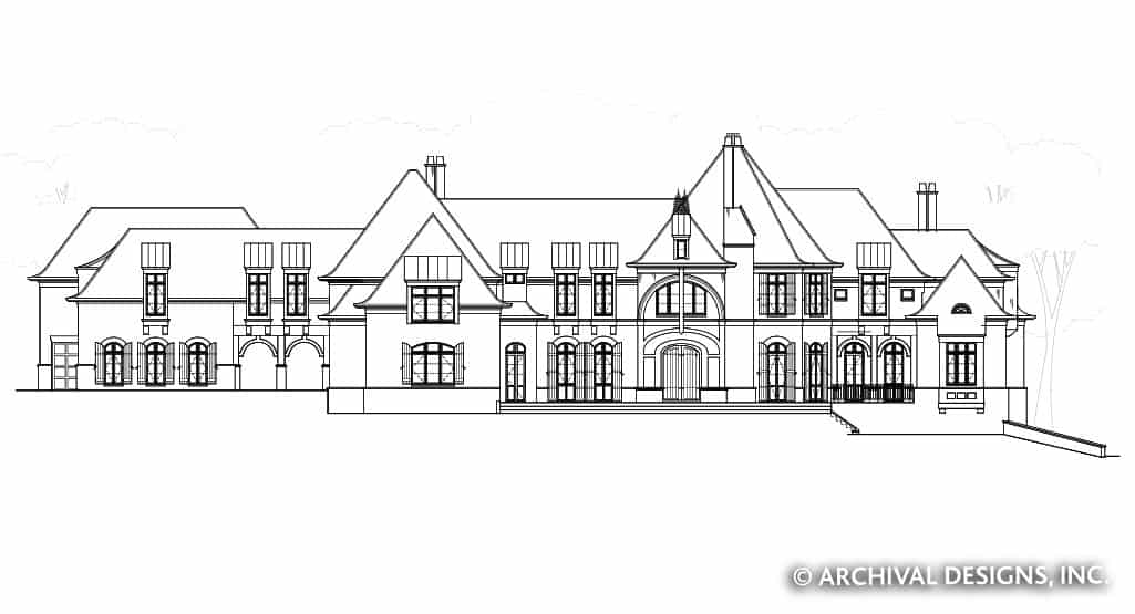Home Plan Front Elevation of this 7-Bedroom,8628 Sq Ft Plan -106-1325