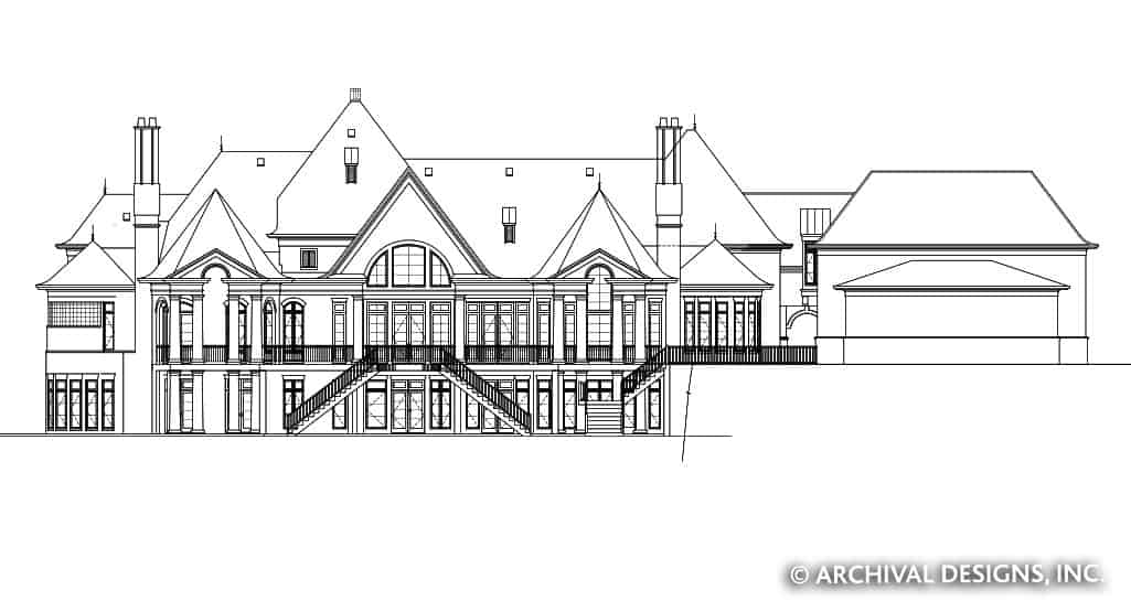 Home Plan Rear Elevation of this 7-Bedroom,8628 Sq Ft Plan -106-1325