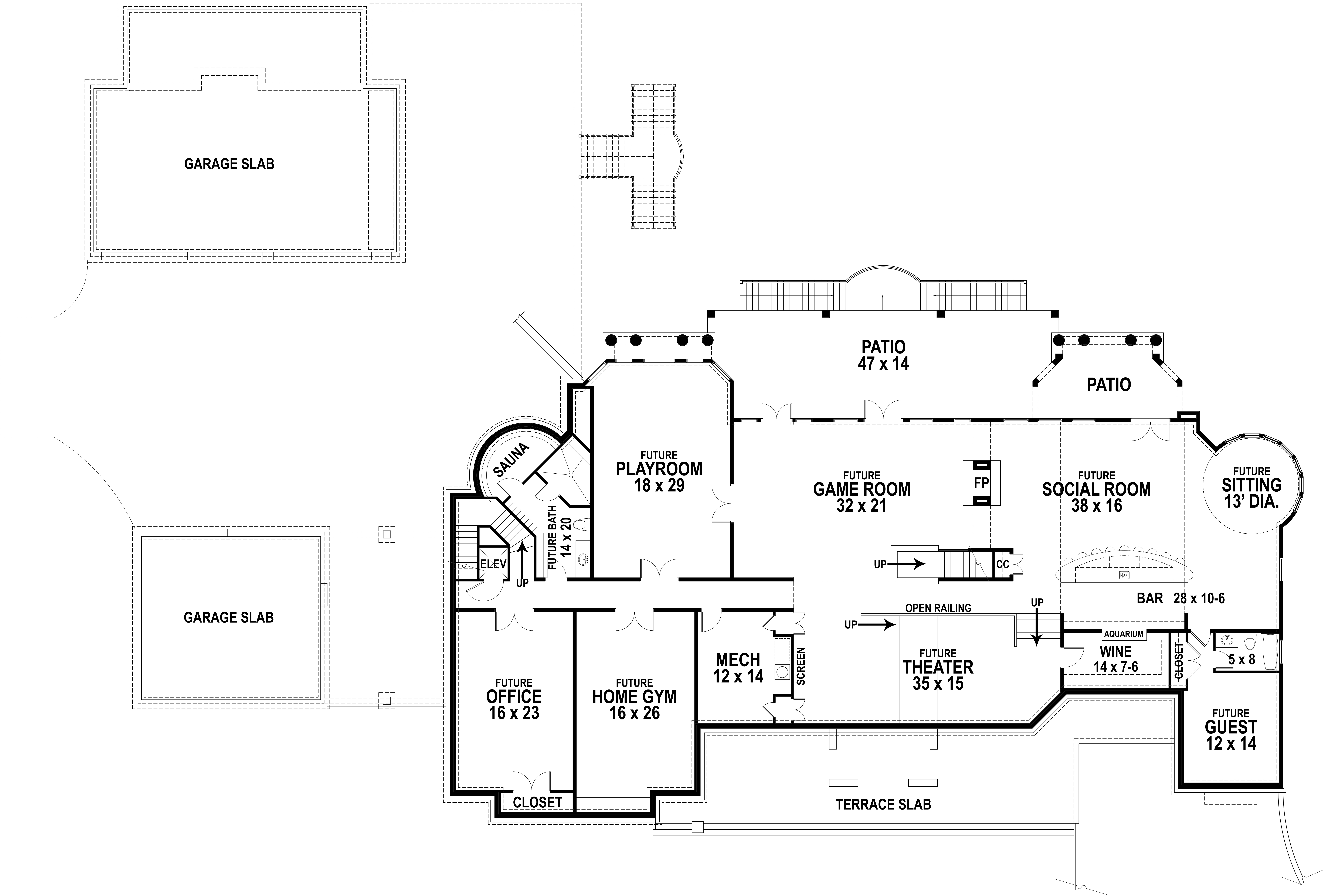 Floor Plan Basement of Luxury Plan #106-1325