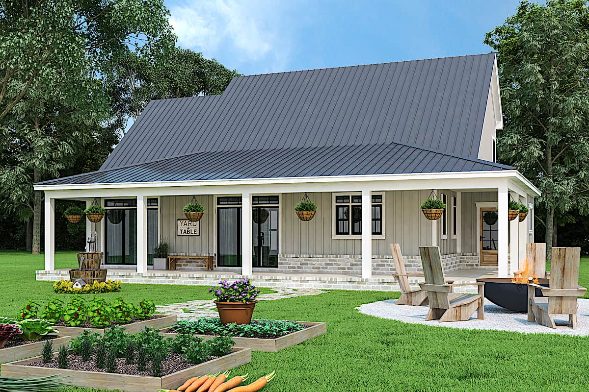 Rear View of this 3-Bedroom, 1999 Sq Ft Plan - 106-1328