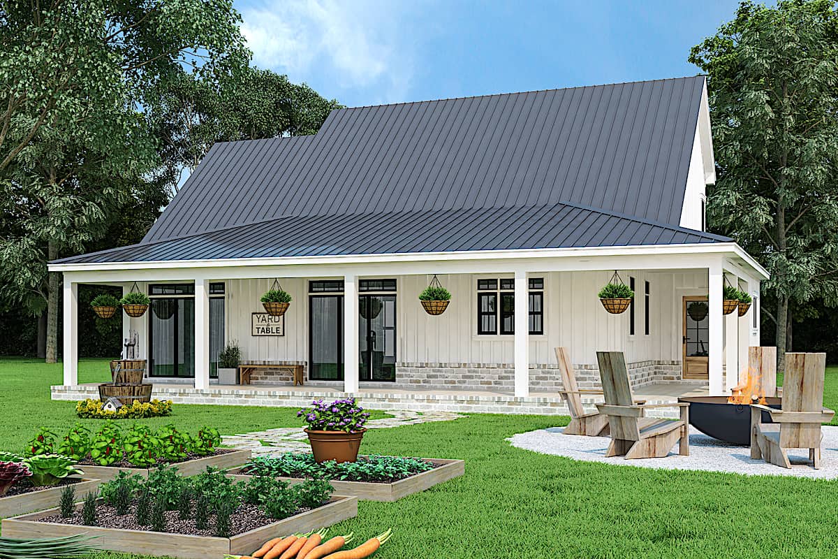 Rear View of this 3-Bedroom, 1999 Sq Ft Plan - 106-1328