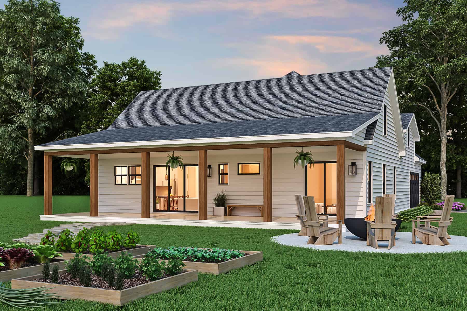 Rear View of this 3-Bedroom, 1637 Sq Ft Plan - 106-1329