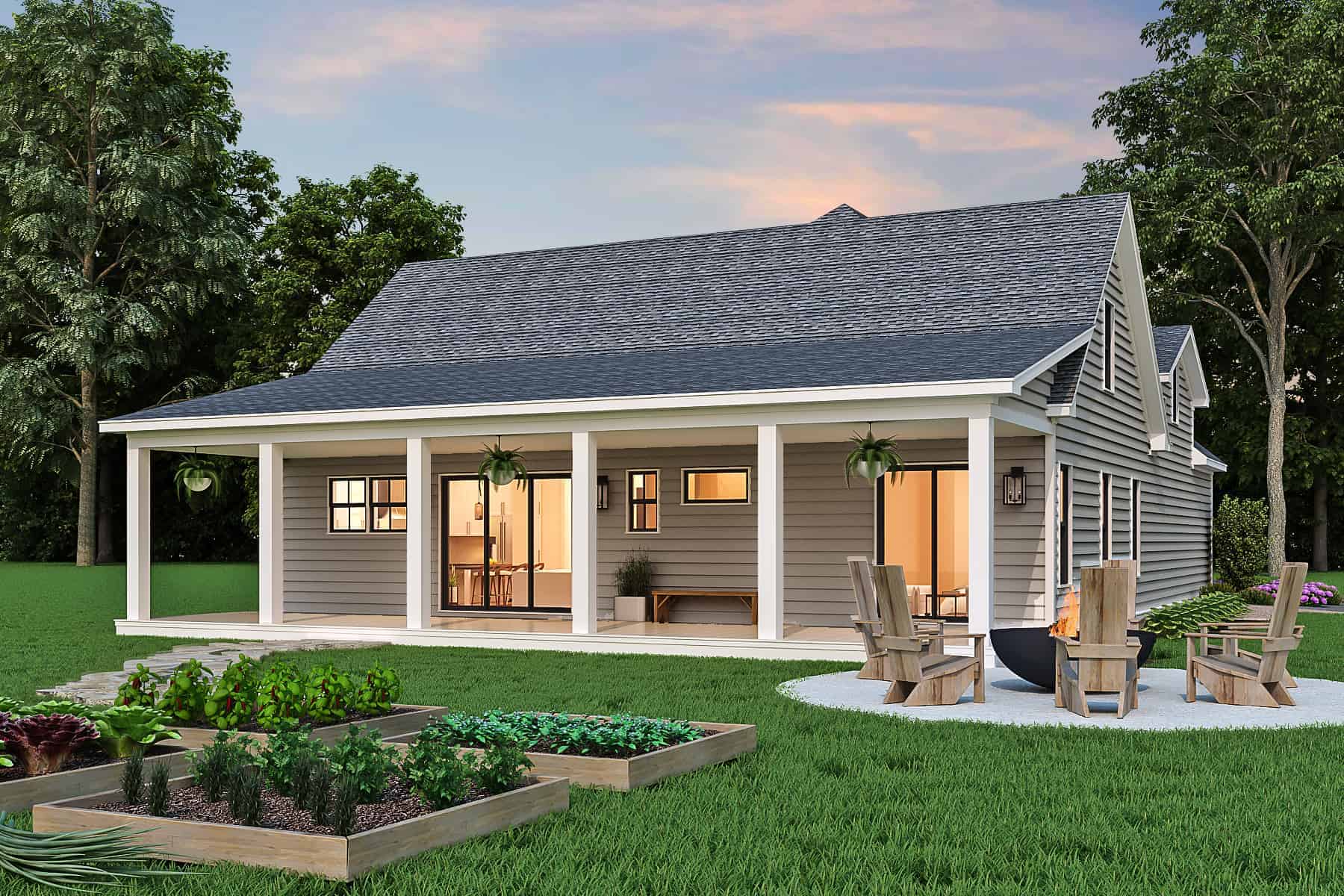 Rear View of this 3-Bedroom, 1637 Sq Ft Plan - 106-1329