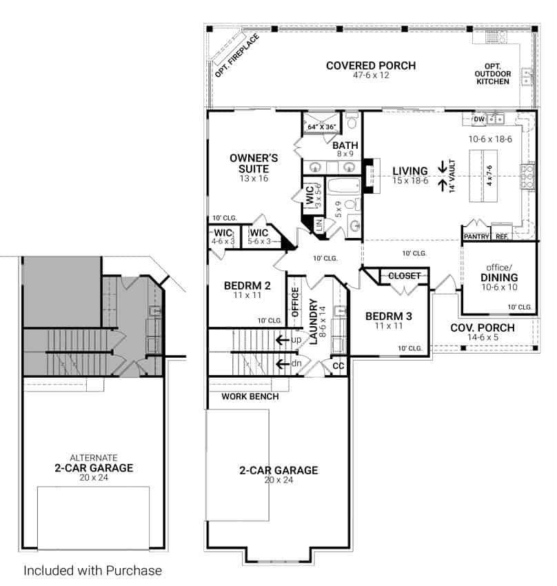 Main Level of Modern Farmhouse Plan #106-1329