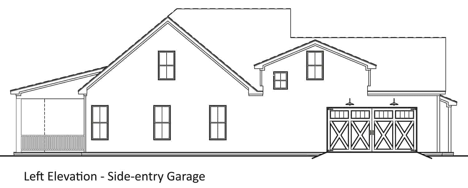 Home Plan Left Elevation of this 3-Bedroom,1637 Sq Ft Plan -106-1329
