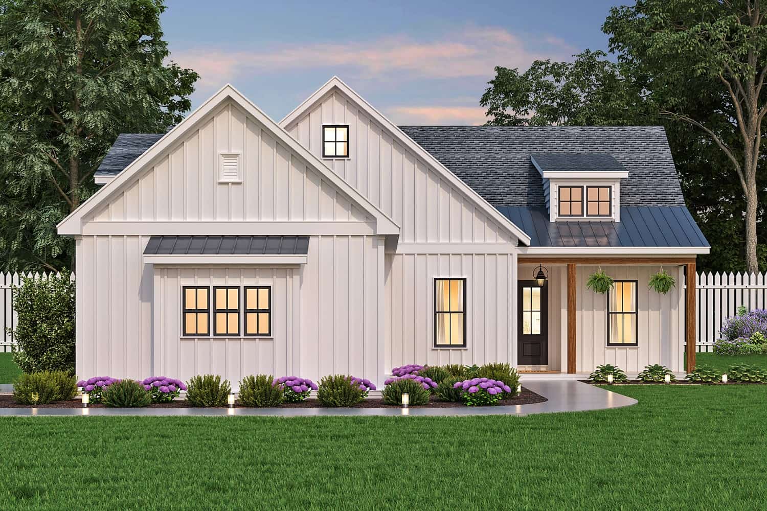 Front elevation of Modern Farmhouse home (ThePlanCollection: House Plan #106-1329)