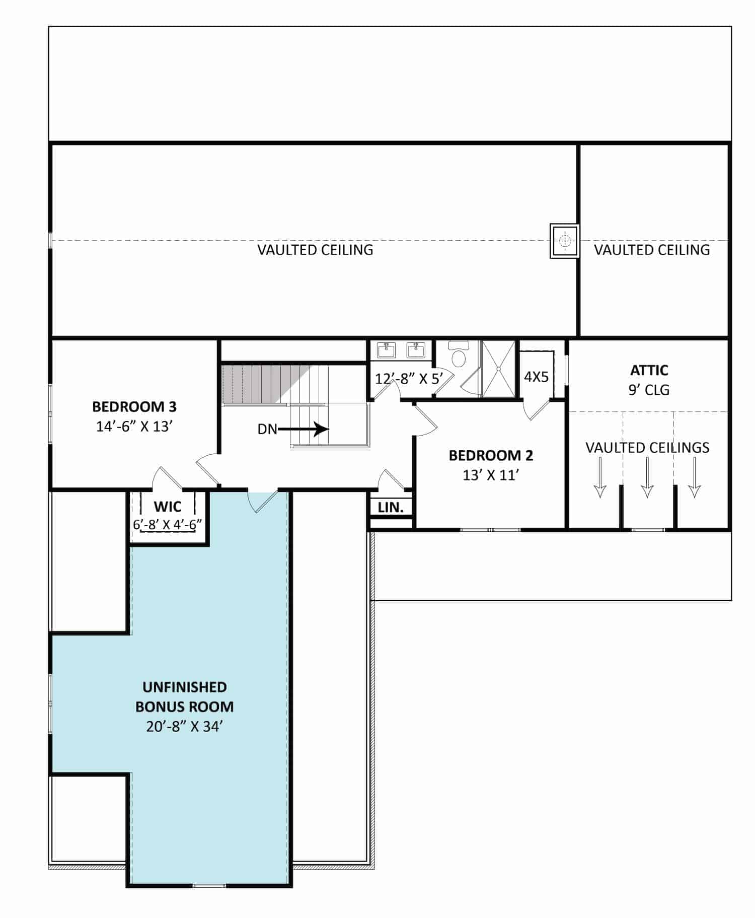 Upper Level of Modern Farmhouse Plan #106-1331
