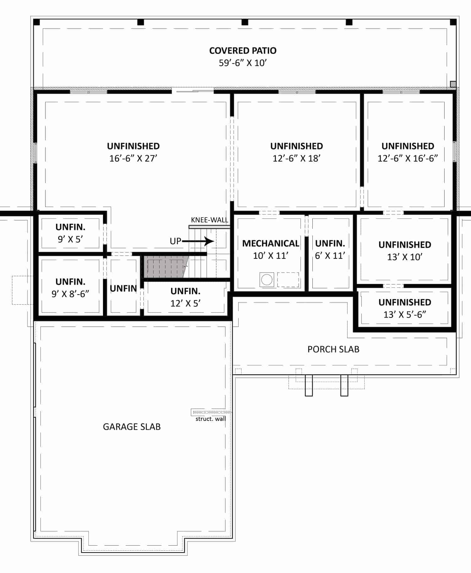 Basement of Modern Farmhouse Plan #106-1331