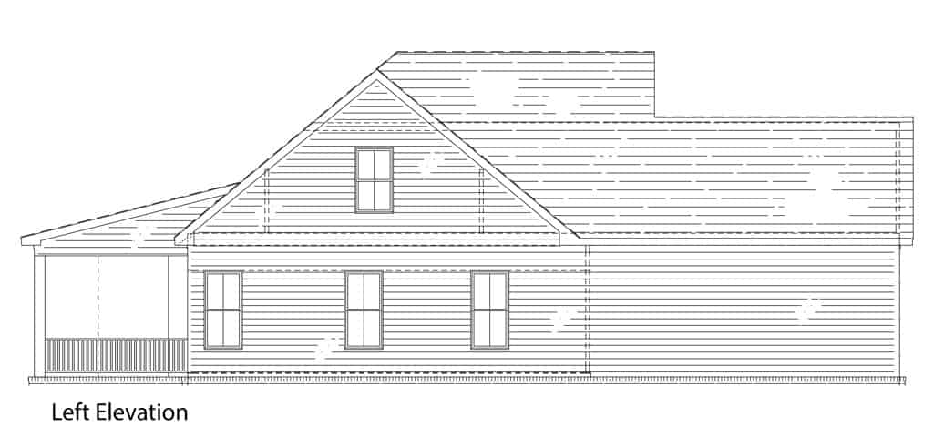 Home Plan Left Elevation of this 3-Bedroom,1646 Sq Ft Plan -106-1332