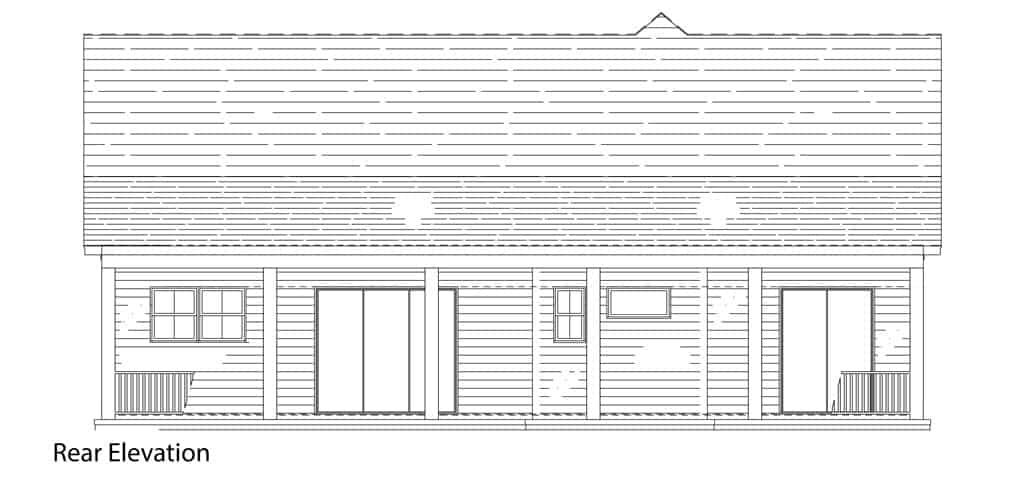 Home Plan Rear Elevation of this 3-Bedroom,1646 Sq Ft Plan -106-1332