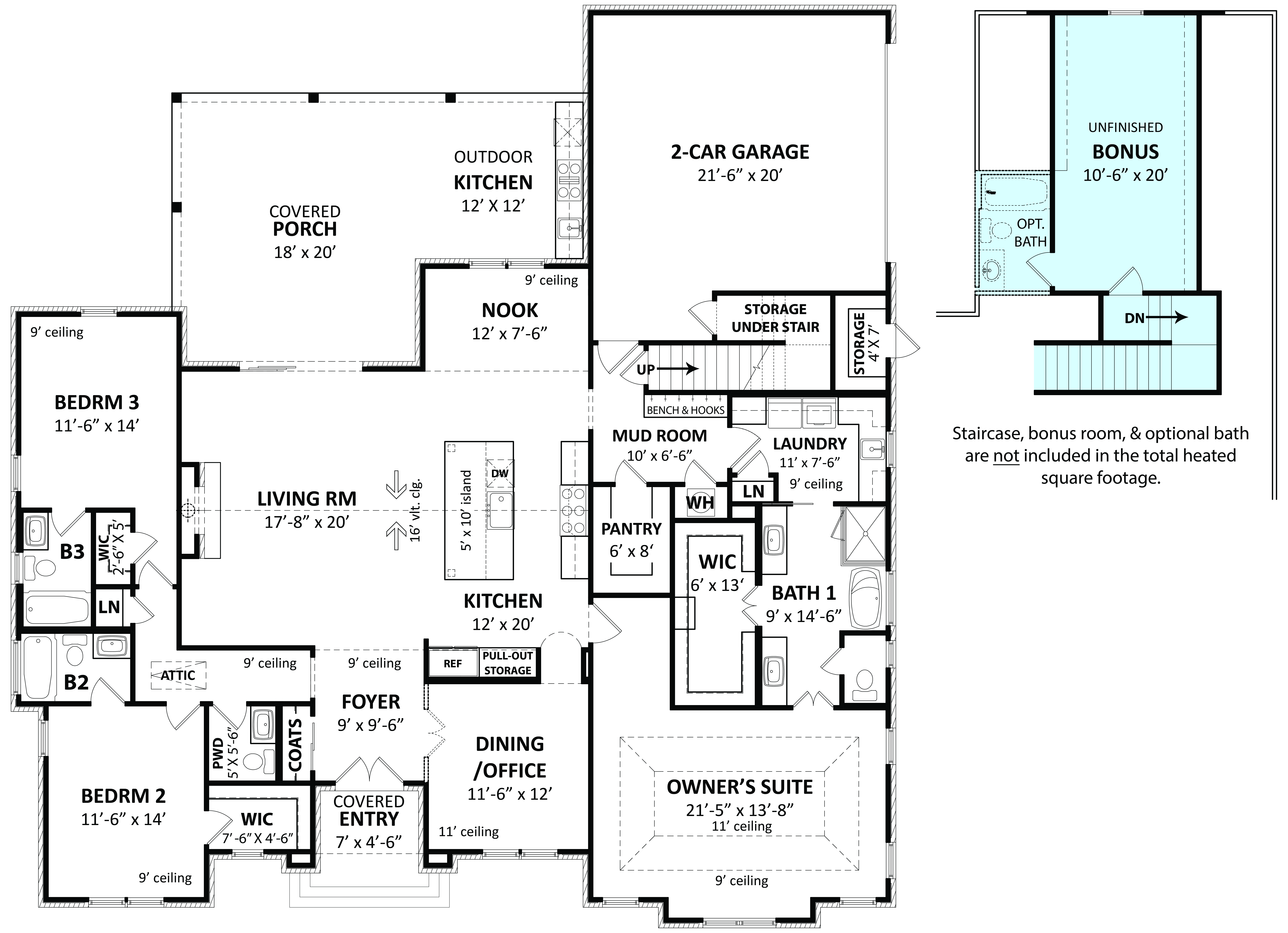 Main Level of Ranch Plan #106-1333