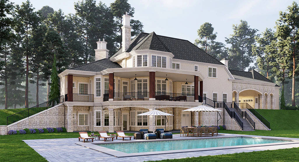 Home Plan Rear Elevation of this 4-Bedroom,3027 Sq Ft Plan -106-1334