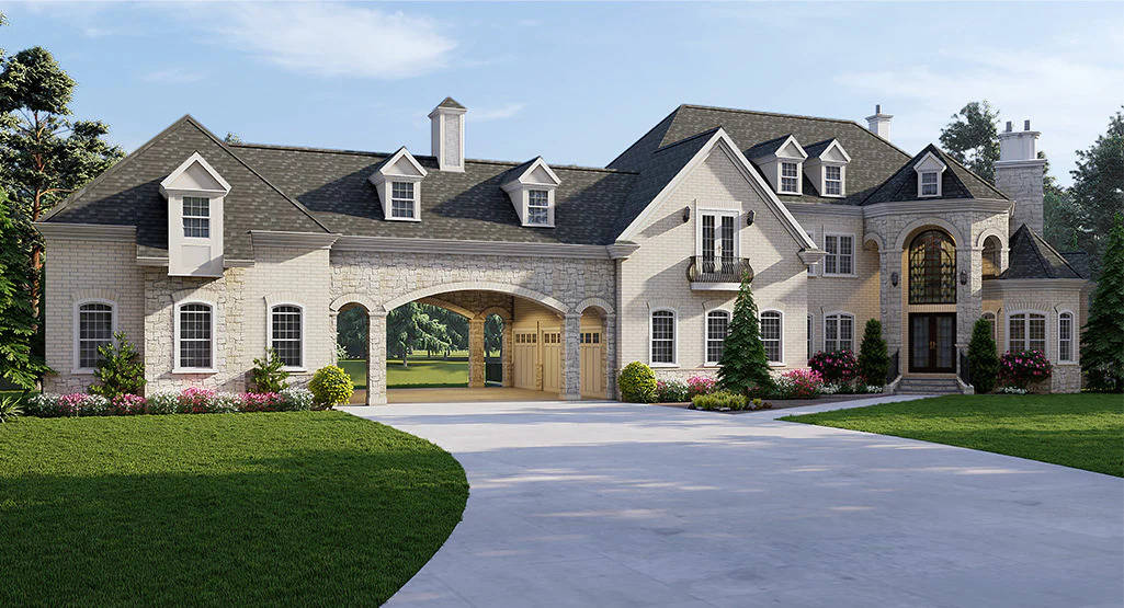 Front elevation of European home (ThePlanCollection: House Plan #106-1334)