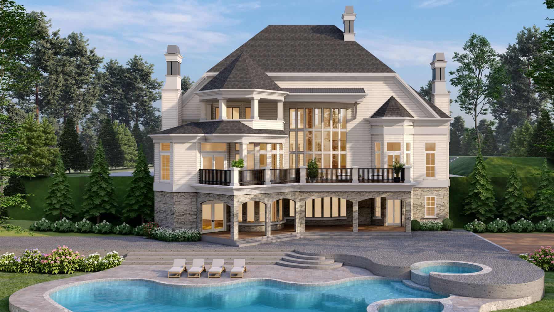 Rear View of this 4-Bedroom,4212 Sq Ft Plan -106-1335