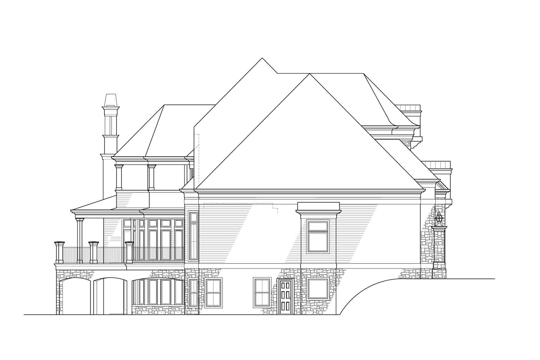 Home Plan Left Elevation of this 4-Bedroom,4212 Sq Ft Plan -106-1335